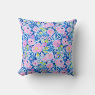 Trendy Vibrant Summer Resort Chic Floral Fashion Cushion