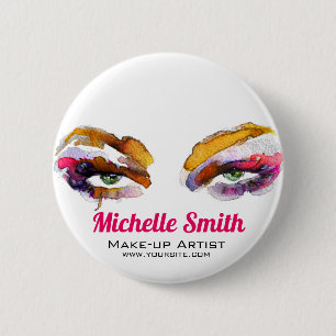 Trendy Vibrant Watercolor Eye Makeup Artist 6 Cm Round Badge