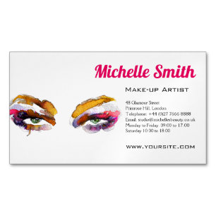 Trendy Vibrant Watercolor Eye Makeup Artist Magnetic Business Card