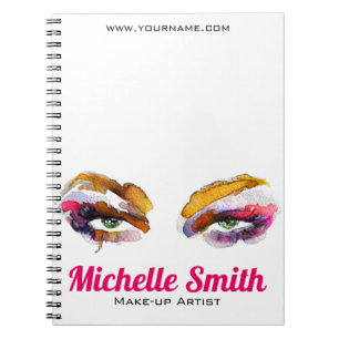 Trendy Vibrant Watercolor Eye Makeup Artist Notebook