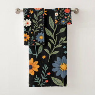 Trendy Vintage Beautiful Floral Collection Bath Towel Set