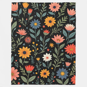 Trendy Vintage Beautiful Floral Collection Fleece Blanket