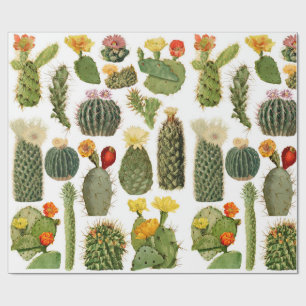 Trendy Vintage Cactus Pattern Wrapping Paper