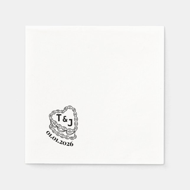 Trendy vintage cake initial napkin (Front)