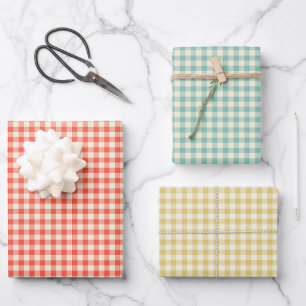 Trendy Vintage Chequerboard Pattern Trio Wrapping Paper Sheet