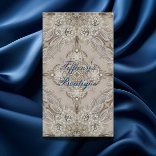 trendy vintage girly fashion elegant grey lace business card