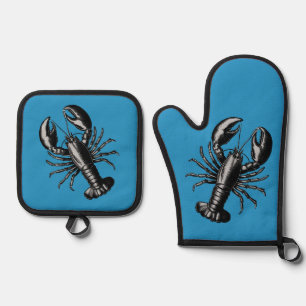 Trendy vintage Lobster Oven Mitt & Pot Holder Set