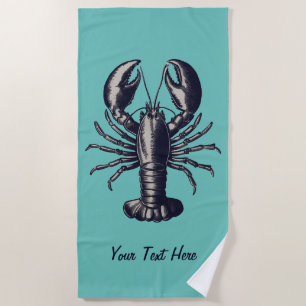 Trendy vintage Lobster Personalised Beach Towel