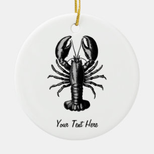 Trendy vintage Lobster Personalised Ceramic Ornament