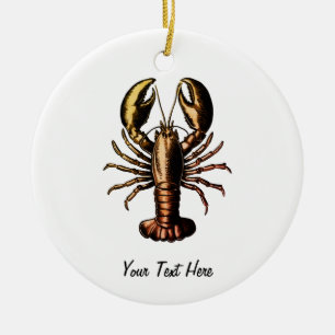 Trendy vintage Lobster Personalised Ceramic Ornament