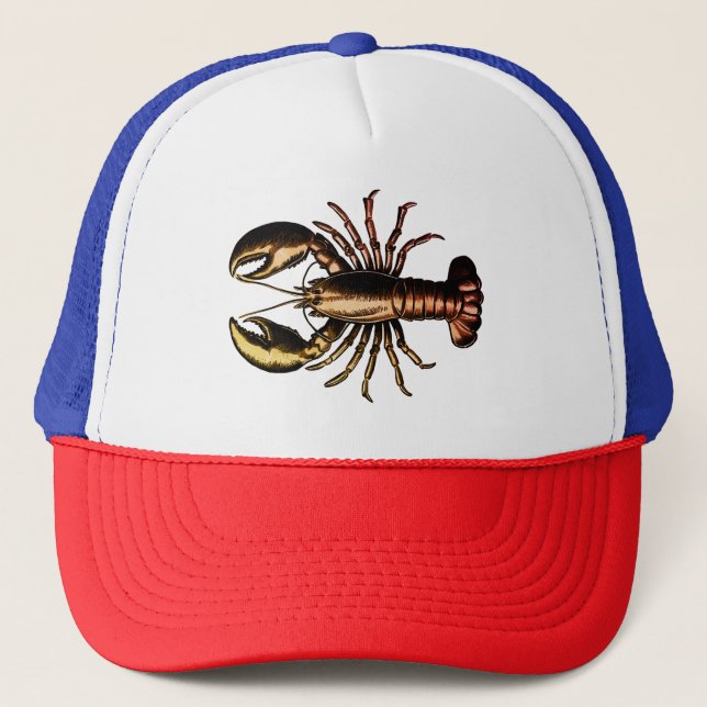 Trendy  vintage Lobster  Trucker Hat (Front)