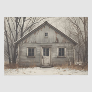 Trendy Vintage old Barn and Trees Forest Winter Tissue Paper