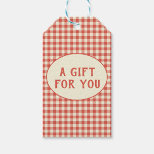Trendy Vintage Red Chequerboard Pattern Custom  Gift Tags
