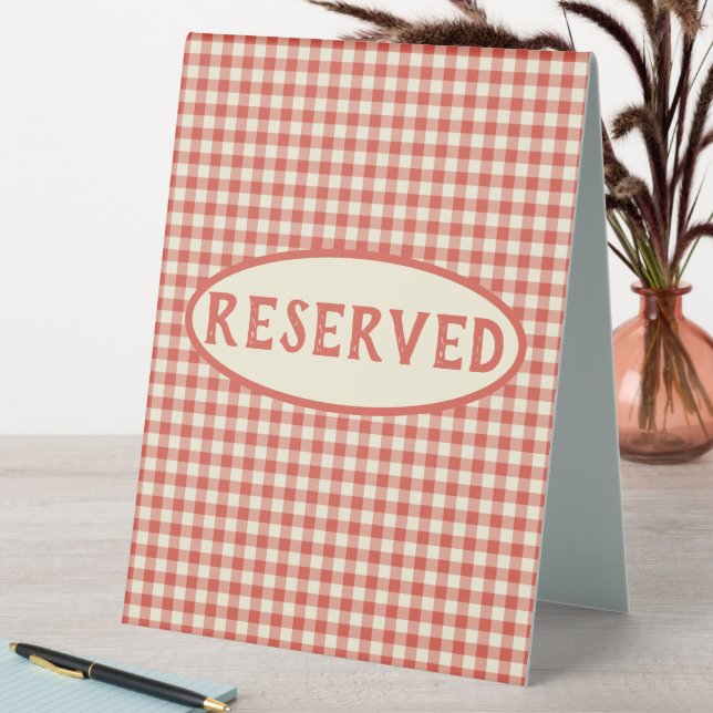 Trendy Vintage Red Chequerboard Pattern Reserved (In SItu (Table))