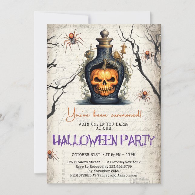 Trendy vintage tradition classic Halloween poison Invitation (Front)