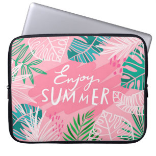Trendy vintage tropic summer. Lettering enjoy summ Laptop Sleeve