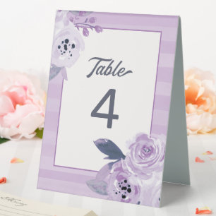 Trendy Violet Lavender Purple Floral Table Number