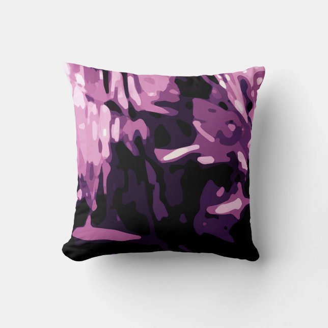 Trendy Violet Purple Pink Camo Abstract Pattern Cushion (Front)