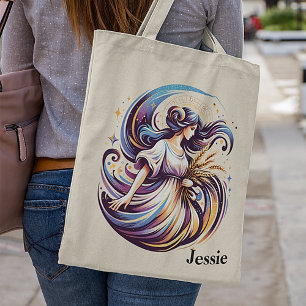 Trendy Virgo Watercolor Zodiac Design Tote Bag