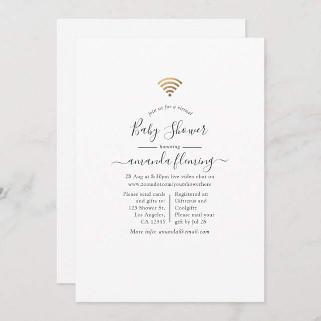 Trendy Virtual Shower Invitation (Front/Back)