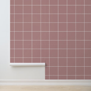 Trendy Warm Rose Pink 6" Grid Wallpaper