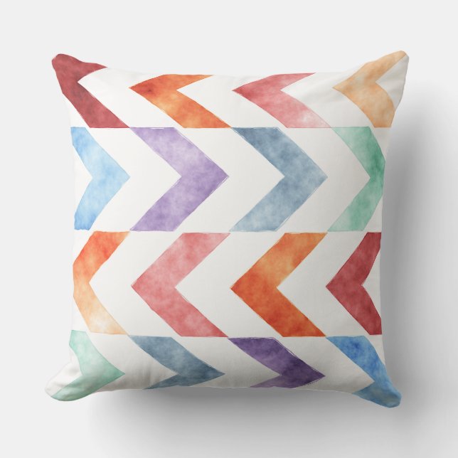 Trendy Watercolor Arrow Pillow (Front)
