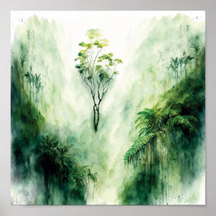 Trendy Watercolor Art Forest Painting Cod.02 Poster