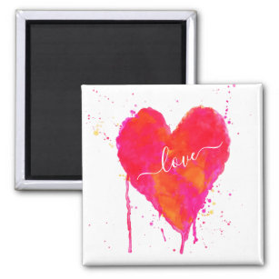 Trendy Watercolor Artsy Valentine's Day Heart Love Magnet