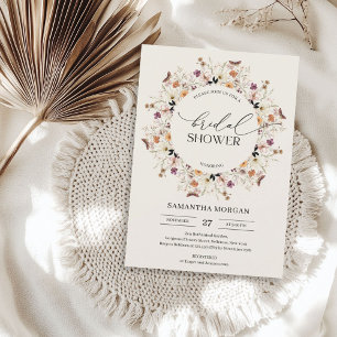 Trendy watercolor autumn wildflowers Bridal Shower Invitation