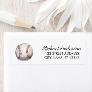 Trendy Watercolor  Baseball Ball  Return Address   Label