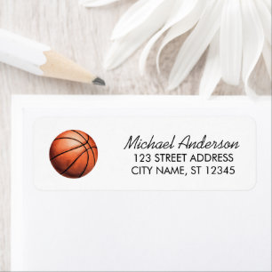 Trendy Watercolor Basketball Ball Return Address Return Address Label