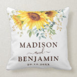 Trendy Watercolor Boho Sunflower Garden Wedding Cushion<br><div class="desc">This beautiful cushion features elegant watercolor sunflowers and lush greenery complimented with modern and stylish lettering. Use the template fields to add your details. Please click the "Customise Further" button to re-arrange elements if required.</div>
