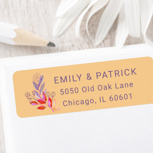 Trendy Watercolor Bold Boho Floral Address Return Address Label