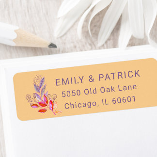 Trendy Watercolor Bold Boho Floral Address Return Address Label