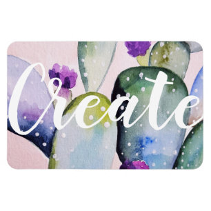 Trendy Watercolor Cactus Illustration Create Magnet