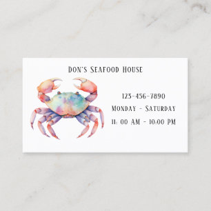 Trendy Watercolor Crab Company / Restaurant  Business Card