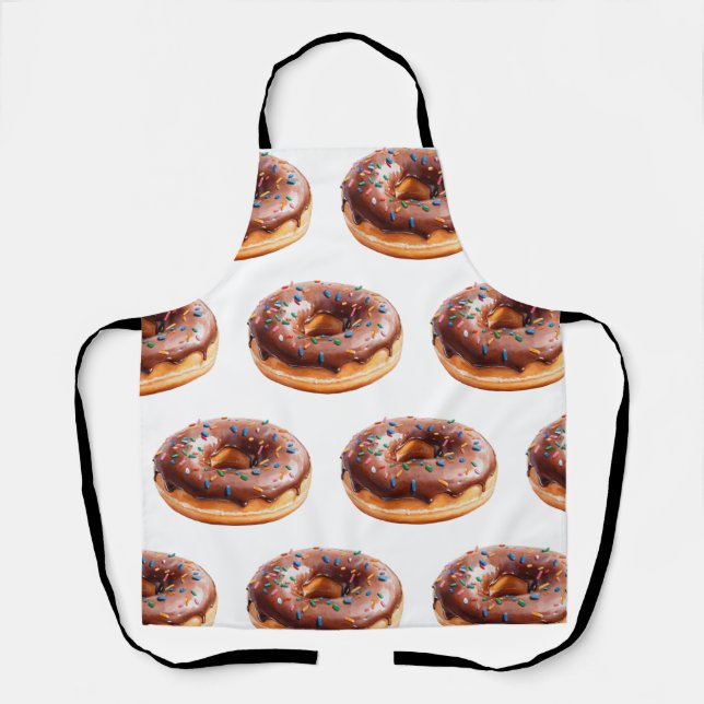 Trendy  Watercolor Doughnut Pattern  Apron (Front)