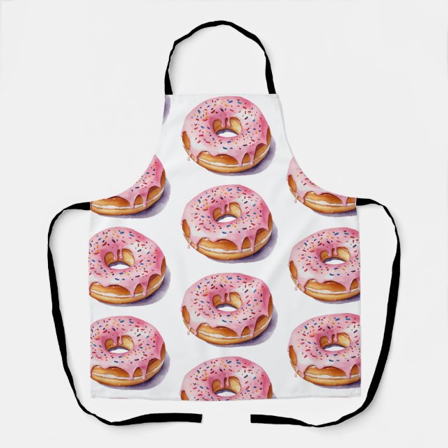 Trendy Watercolor Doughnut Pattern  Apron (Front)