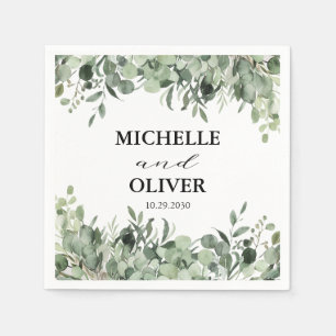 Trendy Watercolor Eucalyptus Greenery Wedding Napk Napkin