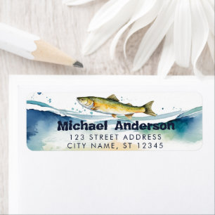 Trendy Watercolor Fishing Return Address           Return Address Label