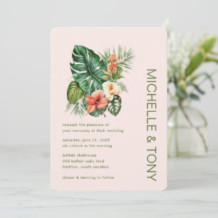 Trendy Watercolor Floral Botanical Wedding Invitation