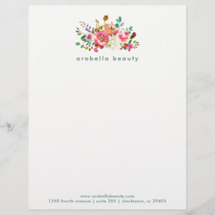 Trendy Watercolor Floral with Business Name Personalised Letterhead