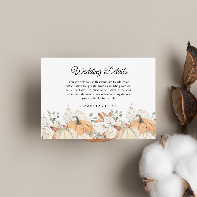 Trendy Watercolor Flowers & Pumpkins Autumn  Enclosure Card (Creator Uploaded)