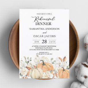Trendy Watercolor Flowers & Pumpkins Autumn  Invitation