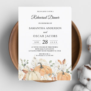 Trendy Watercolor Flowers & Pumpkins Autumn  Invitation