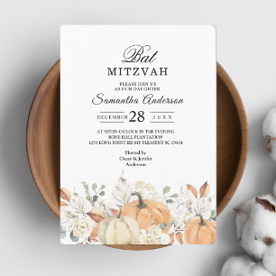 Trendy Watercolor Flowers & Pumpkins Autumn  Invitation