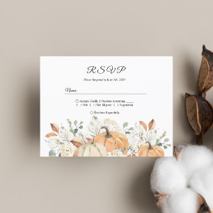 Trendy Watercolor Flowers & Pumpkins Autumn Invitation Postcard