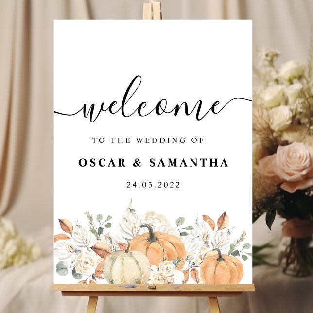 Trendy Watercolor Flowers & Pumpkins Autumn  Poster (Creator Uploaded)