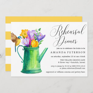Trendy Watercolor Flowers wedding rehearsal dinner Invitation