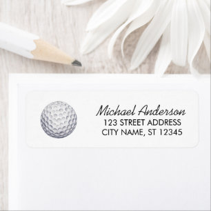 Trendy Watercolor Golf Ball Return Address         Label